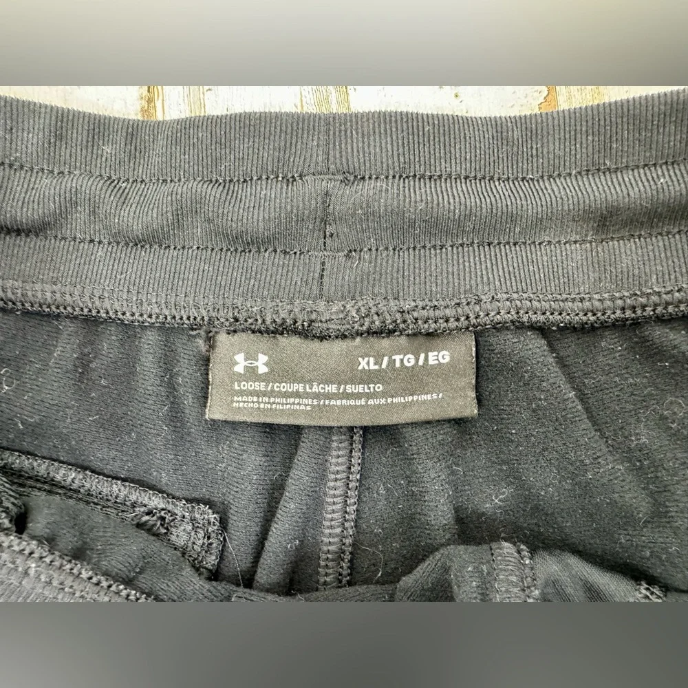 Under Armour Joggers Mens XL Black Drawstring Fleece Pocket Sweatpants Tapered - Picture 5 of 10